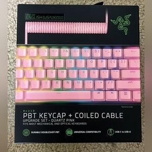 Brand new Razer PBT Keycap + Coiled Cable in Quartz Pink